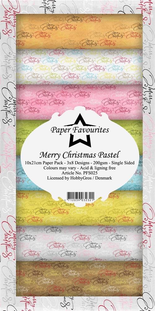 Paper Favourites Slimcard Merry christmas pastel 3x8 design 10x21cm 200g